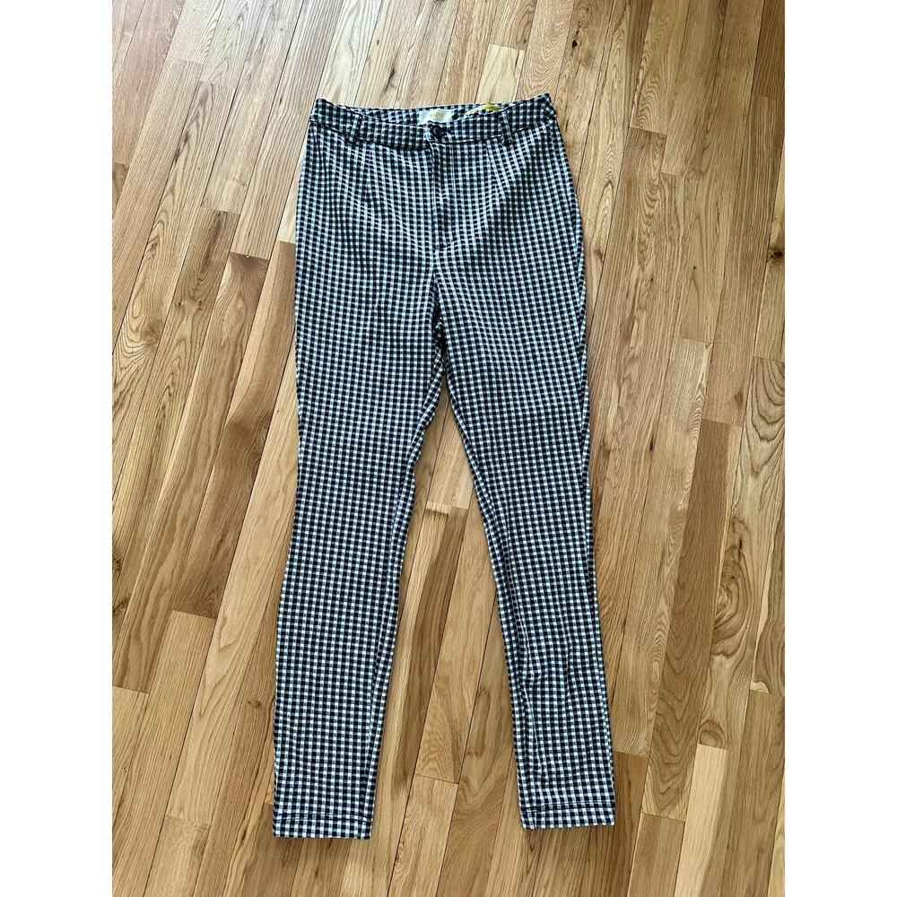 Maeve Anthropologie Black White Gingham Cigarette Skinny Pants Size 4